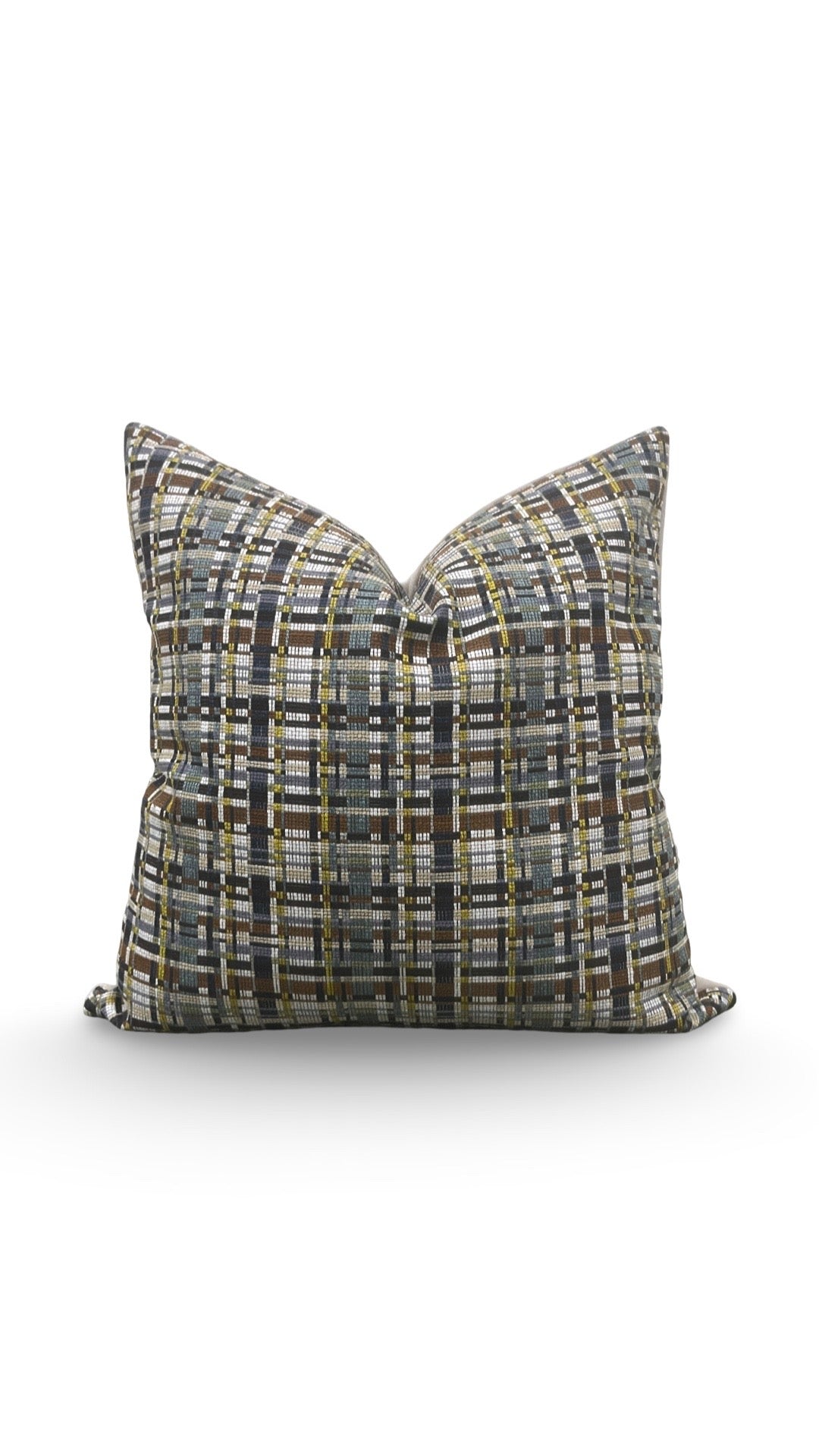 Decorative Pillow Stepped Plaid Quarry 22x22" Knife Edge Cover