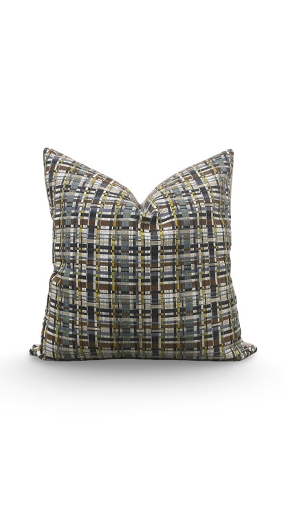 Decorative Pillow Stepped Plaid Quarry 22x22" Knife Edge Cover