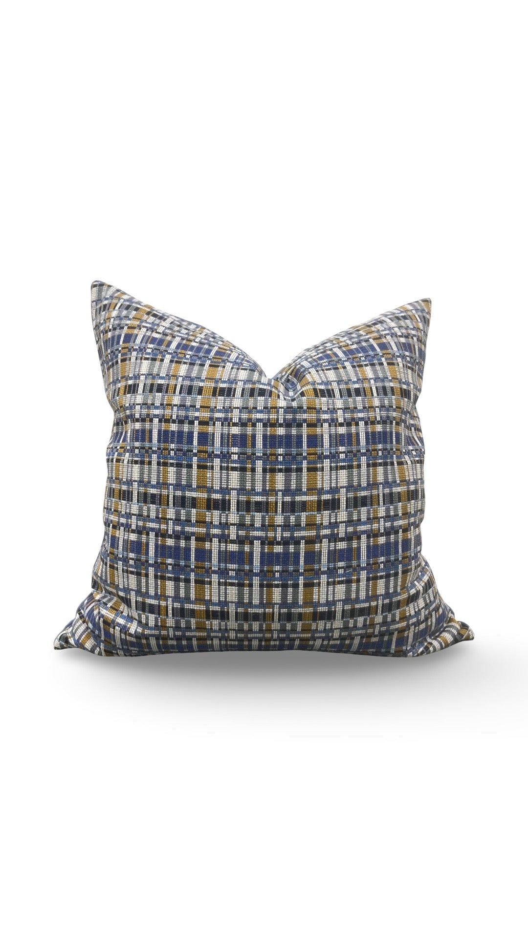Decorative Pillow Stepped Plaid Well 22x22" Knife Edge Cover