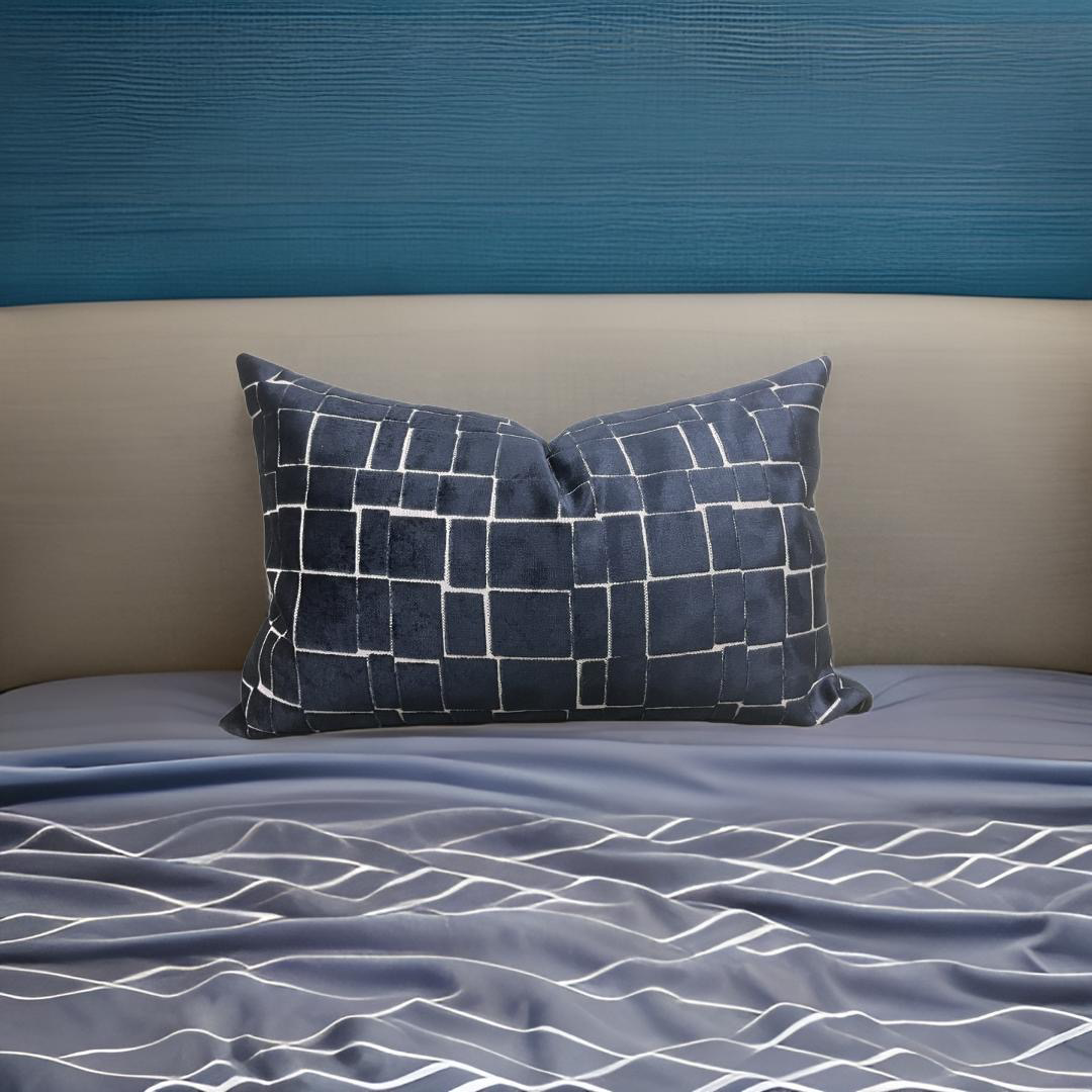 Mayfair Navy 12x18" Knife Edge Decorative Pillow