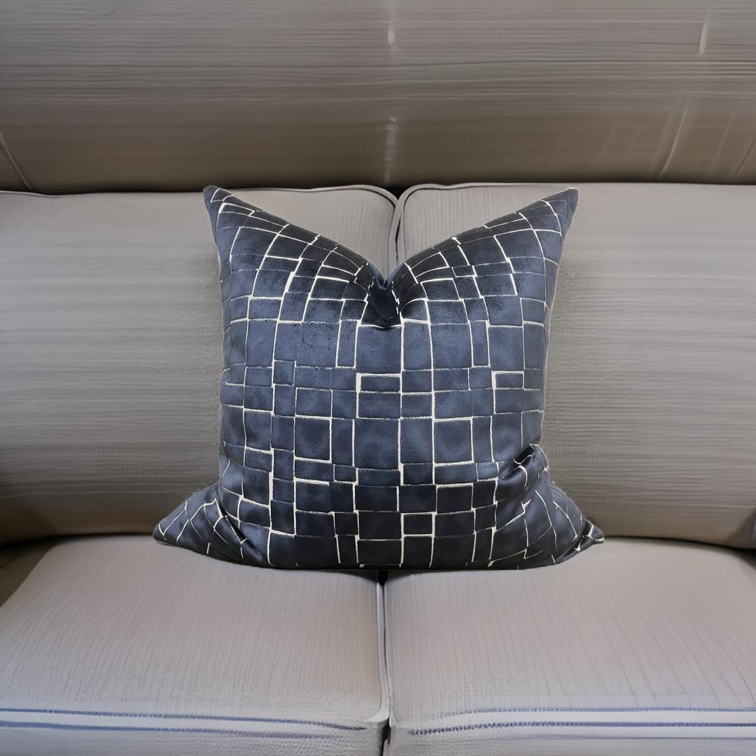 Mayfair Navy 22x22" Knife Edge Decorative Pillow