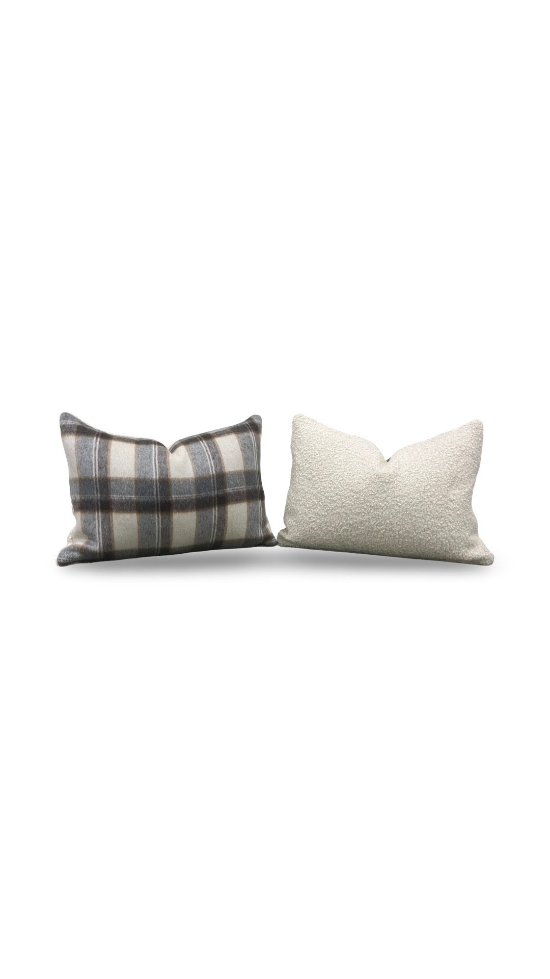 Plaid Lumbar Pillow Mapleton Wool Antelope 12x18" Knife Edge Cover