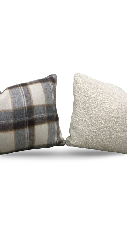 Plaid Lumbar Pillow Mapleton Wool Antelope 12x18" Knife Edge Cover