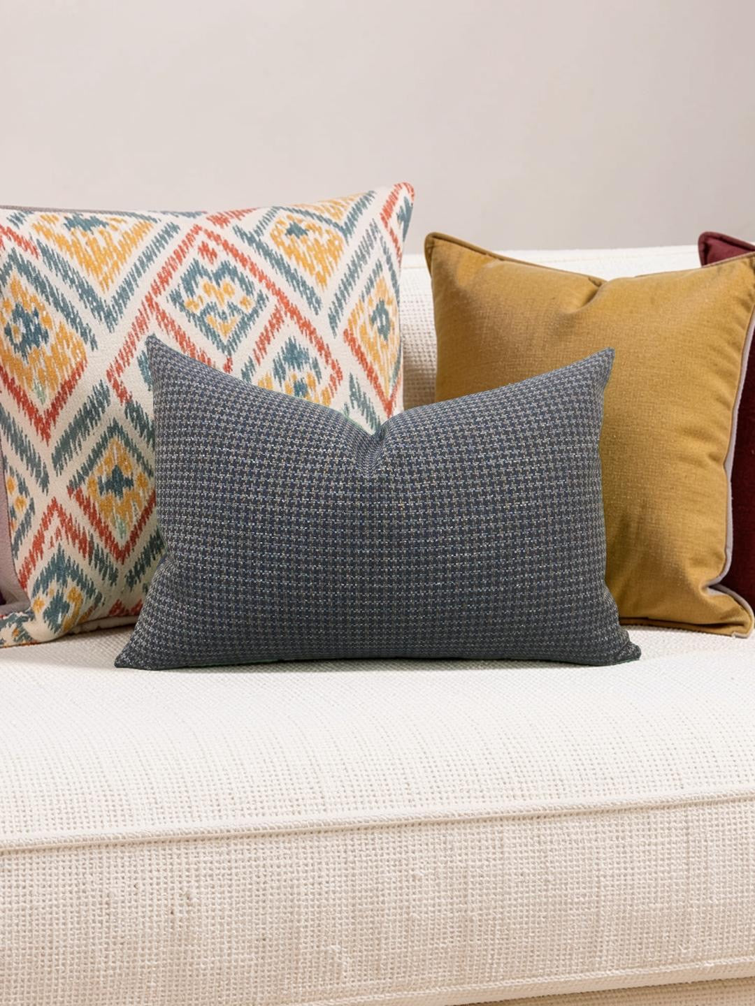 Small Houndstooth Lumbar Pillow Scout Anchor 12x18" Knife Edge Cover