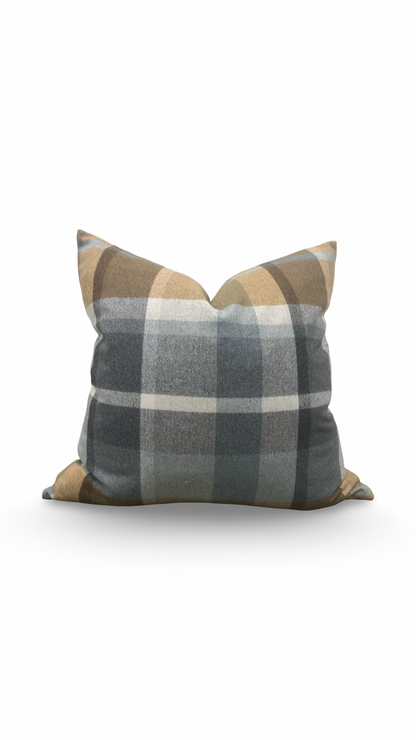 Misia Decorative Pillow Vanoise Ocre Bleu Nordique 24x24" Knife Edge Cover