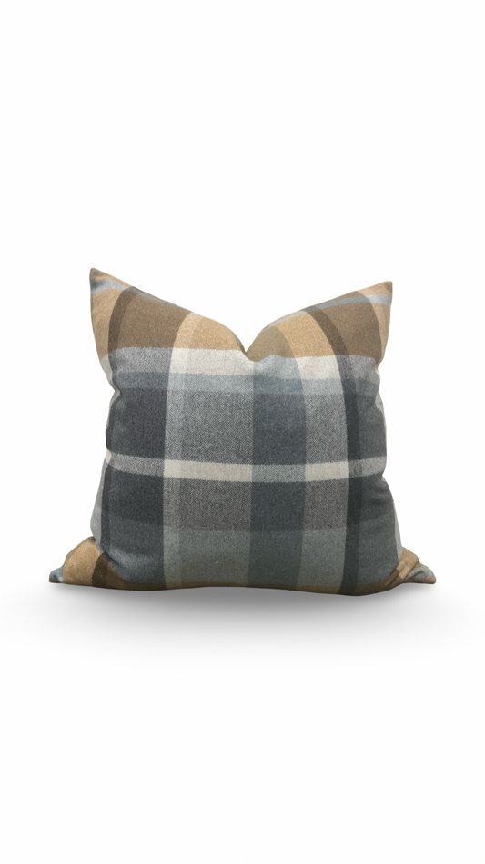 Misia Decorative Pillow Vanoise Ocre Bleu Nordique 24x24" Knife Edge Cover