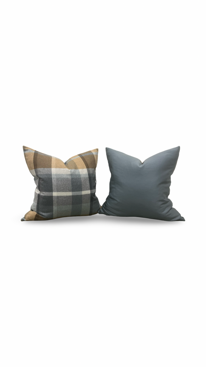 Misia Decorative Pillow Vanoise Ocre Bleu Nordique 24x24" Knife Edge Cover