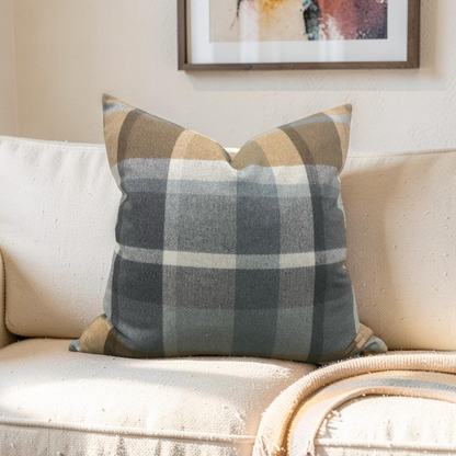 Misia Decorative Pillow Vanoise Ocre Bleu Nordique 24x24" Knife Edge Cover