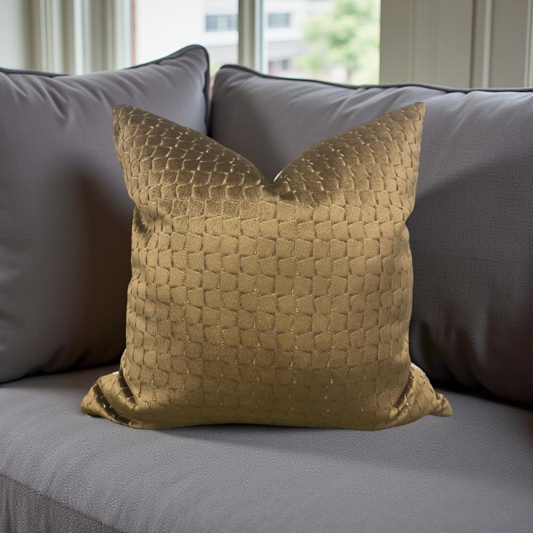 Decorative Pillow Gold Velvet Remark Resin 20x20" Knife Edge Cover