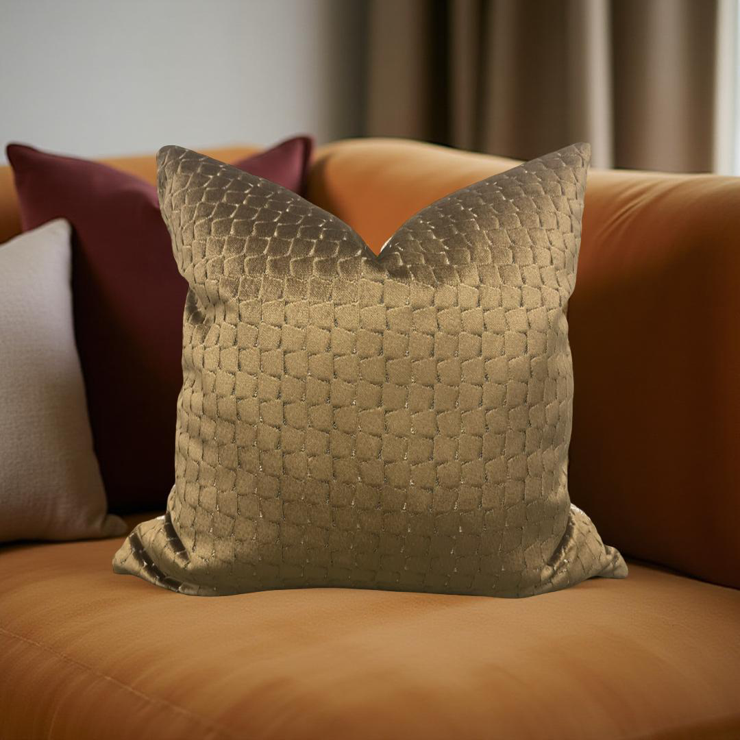 Decorative Pillow Gold Velvet Remark Resin 20x20" Knife Edge Cover