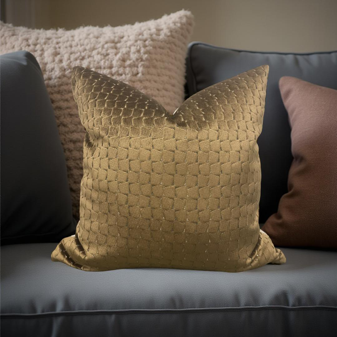 Decorative Pillow Gold Velvet Remark Resin 20x20" Knife Edge Cover