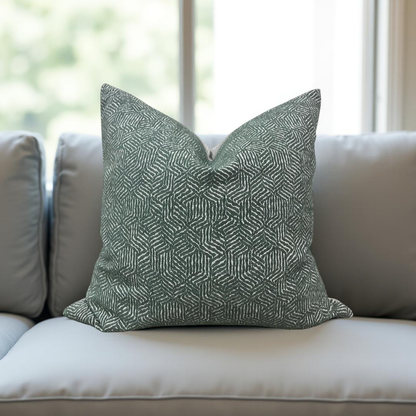 Luxury Fabric Faceted Fields Peacock 22x22" Knife Edge Decorative Throw Pillow