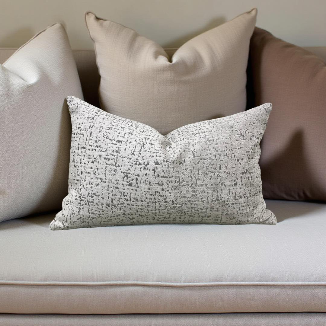 Luxury Fabric Rocca Pumice 12x18" Knife Edge Decorative Lumbar Pillow