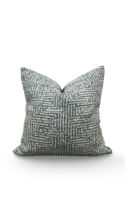 Geometric Decorative Pillow Aqua Cream and Blue 20x20" Knife Edge Cover