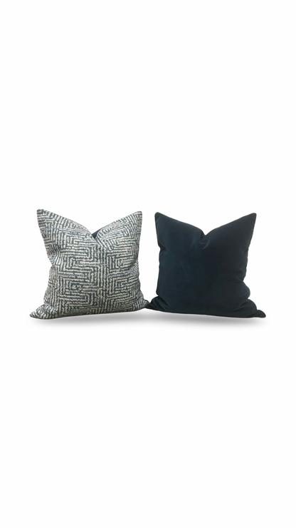 Geometric Decorative Pillow Aqua Cream and Blue 20x20" Knife Edge Cover