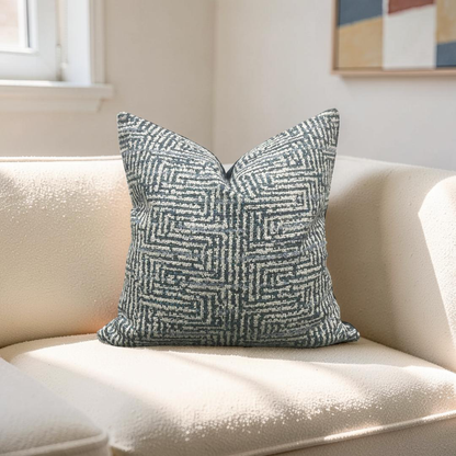 Geometric Decorative Pillow Aqua Cream and Blue 20x20" Knife Edge Cover
