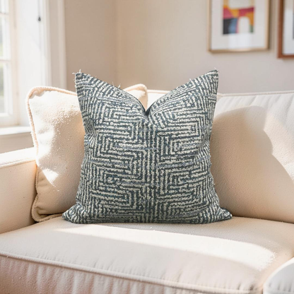 Geometric Decorative Pillow Aqua Cream and Blue 20x20" Knife Edge Cover