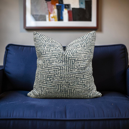 Geometric Decorative Pillow Aqua Cream and Blue 20x20" Knife Edge Cover