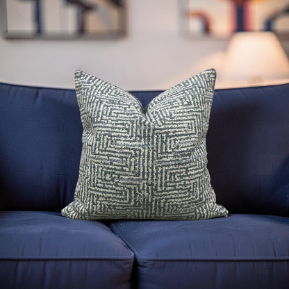 Geometric Decorative Pillow Aqua Cream and Blue 20x20" Knife Edge Cover