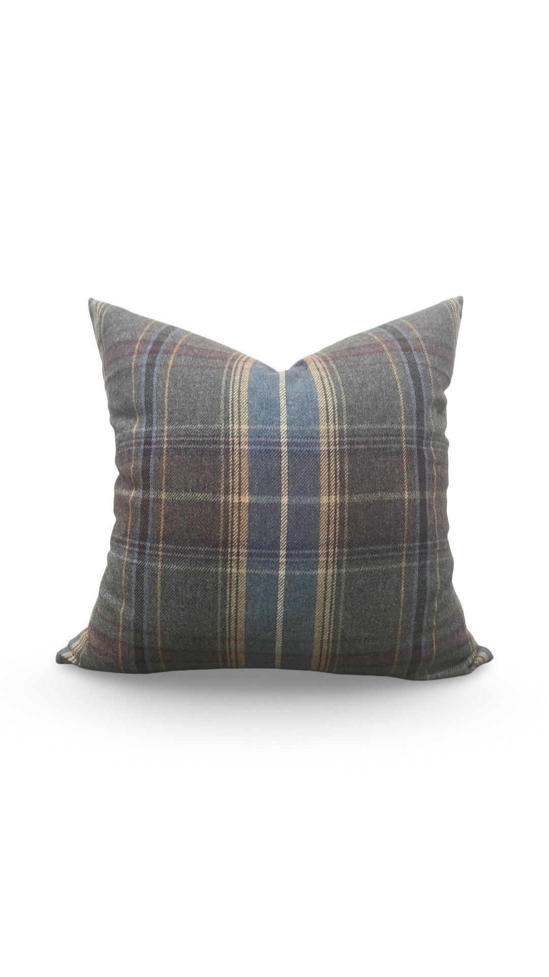Mulberry Decorative Pillow Shetland Plaid Heather 22x22" Knife Edge Cover