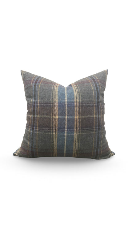 Mulberry Decorative Pillow Shetland Plaid Heather 22x22" Knife Edge Cover
