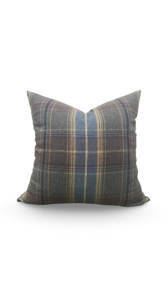 Mulberry Decorative Pillow Shetland Plaid Heather 22x22" Knife Edge Cover