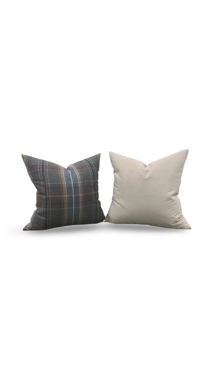 Mulberry Decorative Pillow Shetland Plaid Heather 22x22" Knife Edge Cover