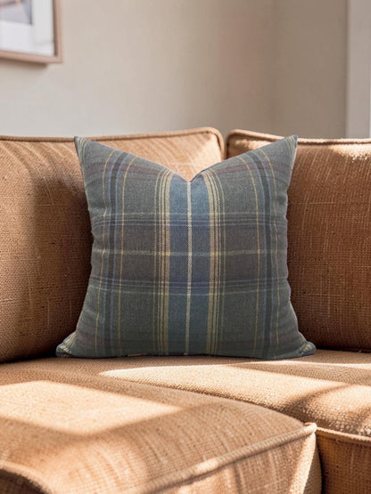 Mulberry Decorative Pillow Shetland Plaid Heather 22x22" Knife Edge Cover