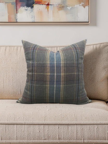 Mulberry Decorative Pillow Shetland Plaid Heather 22x22" Knife Edge Cover