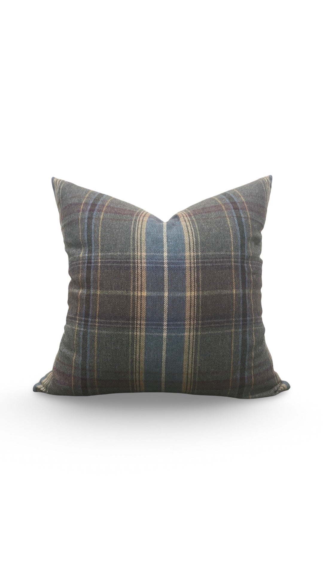 Mulberry Decorative Pillow Shetland Plaid Heather 22x22" Knife Edge Cover