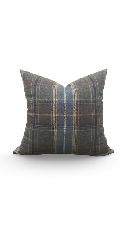 Mulberry Decorative Pillow Shetland Plaid Heather 22x22" Knife Edge Cover