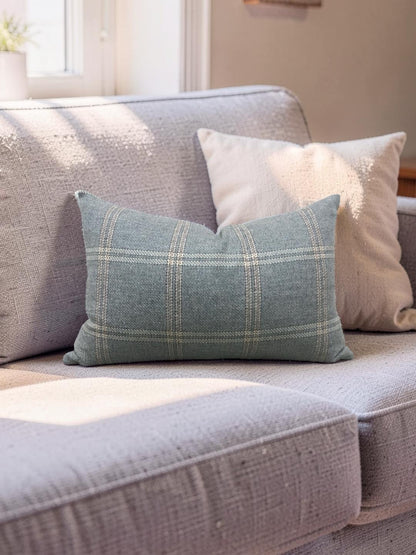 Mulberry Lumbar Pillow Walton Soft Teal 12x18" Knife Edge Cover