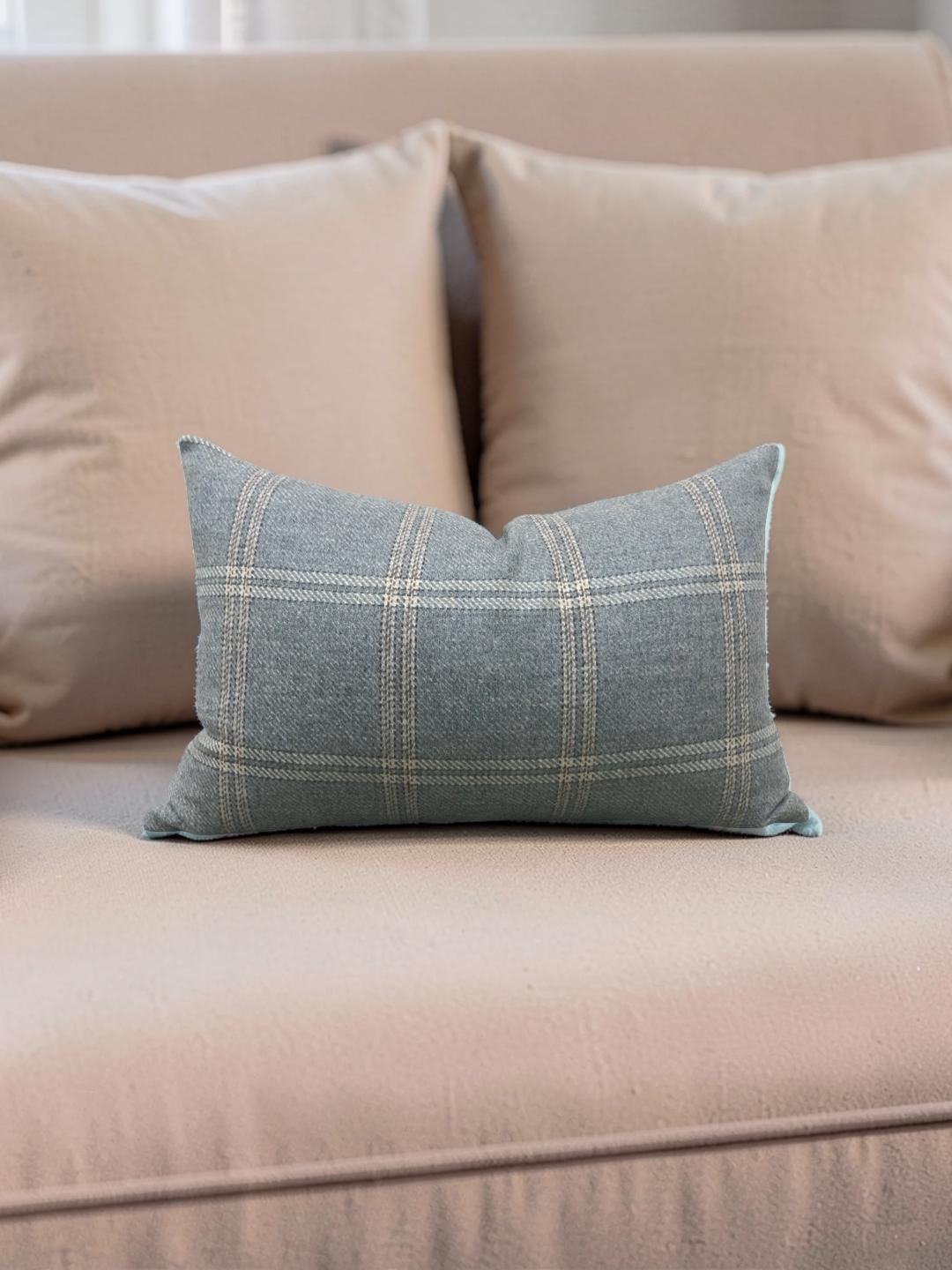 Mulberry Lumbar Pillow Walton Soft Teal 12x18" Knife Edge Cover