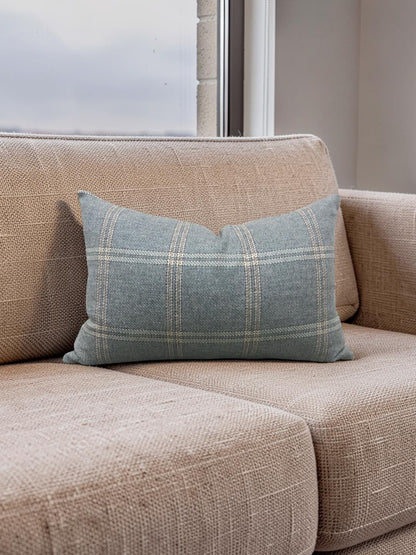 Mulberry Lumbar Pillow Walton Soft Teal 12x18" Knife Edge Cover