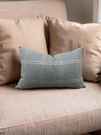 Mulberry Lumbar Pillow Walton Soft Teal 12x18" Knife Edge Cover