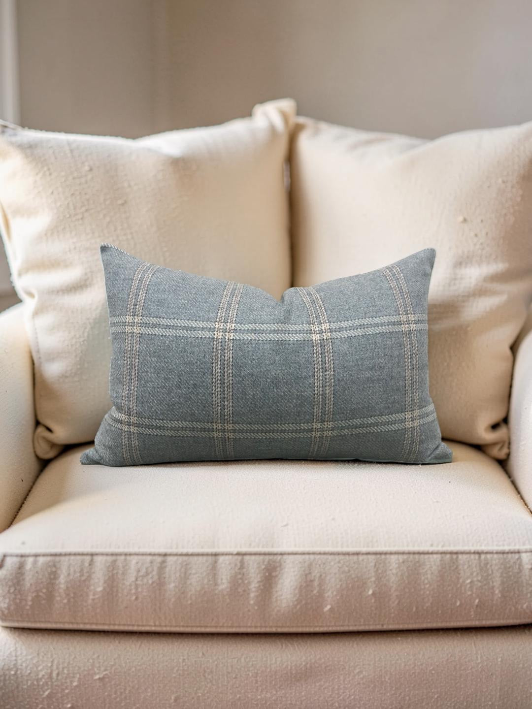 Mulberry Lumbar Pillow Walton Soft Teal 12x18" Knife Edge Cover