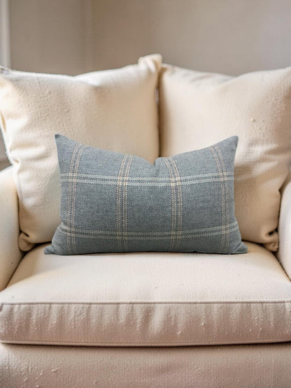 Mulberry Lumbar Pillow Walton Soft Teal 12x18" Knife Edge Cover