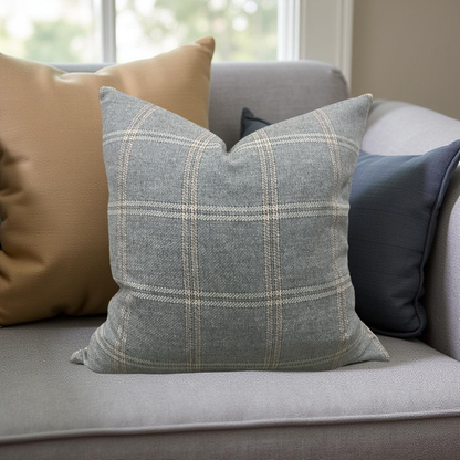 Mulberry Plaid Decorative Pillow 22x22" Knife Edge Cover