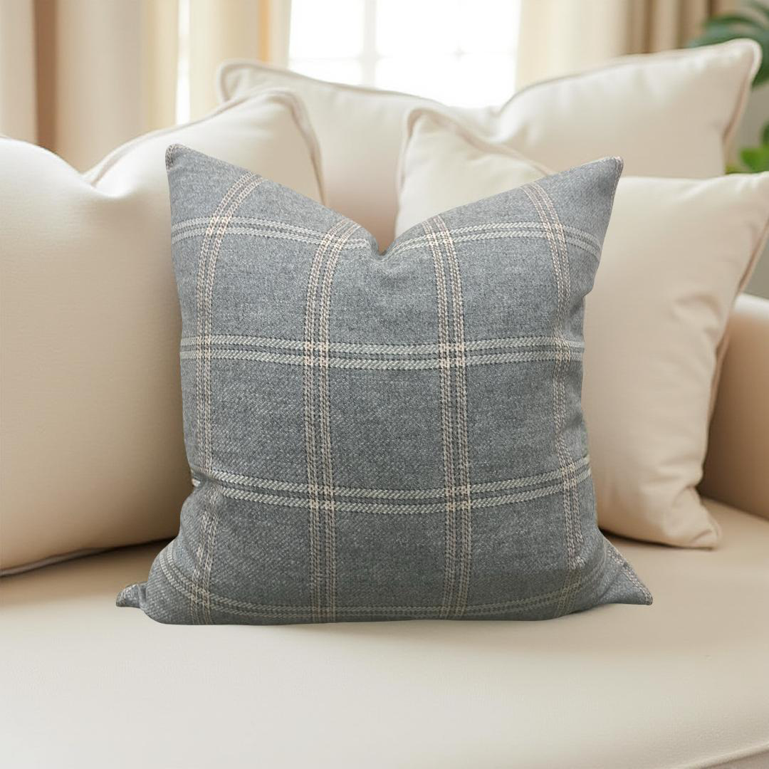 Mulberry Plaid Decorative Pillow 22x22" Knife Edge Cover