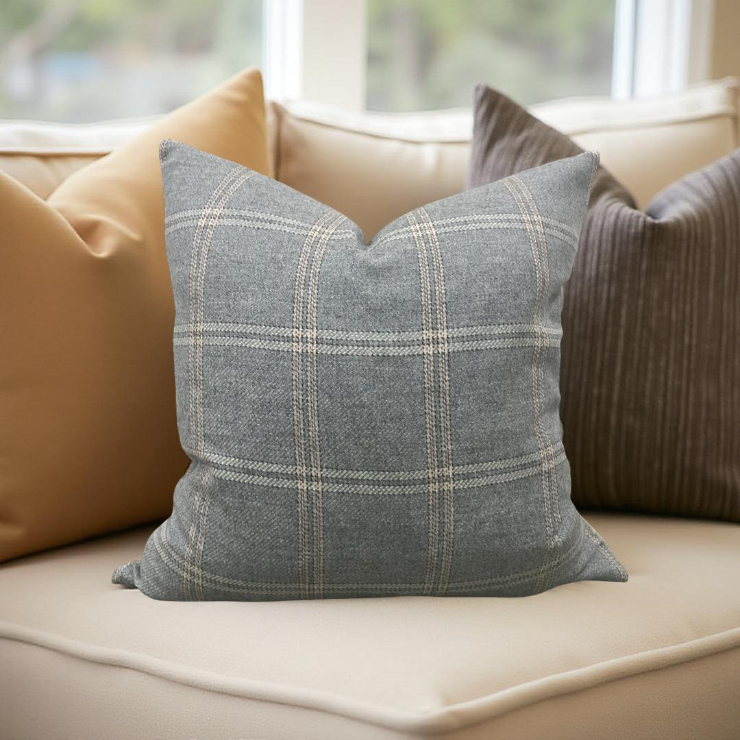 Mulberry Plaid Decorative Pillow 22x22" Knife Edge Cover