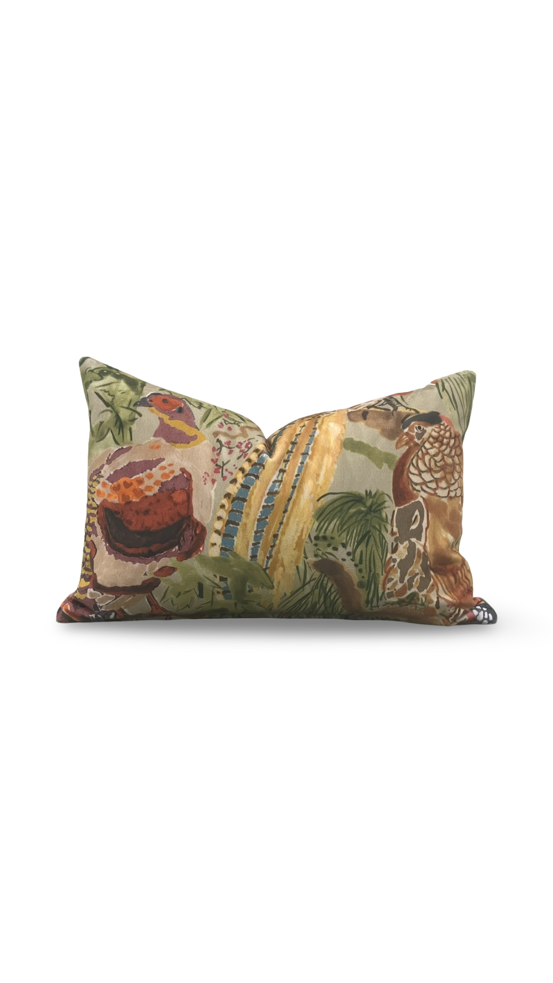 Game Birds Velvet Lumbar Pillow 12x18" Knife Edge Decorative Cover