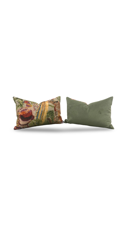 Game Birds Velvet Lumbar Pillow 12x18" Knife Edge Decorative Cover