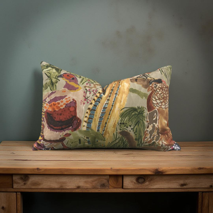 Game Birds Velvet Lumbar Pillow 12x18" Knife Edge Decorative Cover