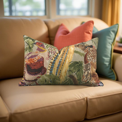 Game Birds Velvet Lumbar Pillow 12x18" Knife Edge Decorative Cover