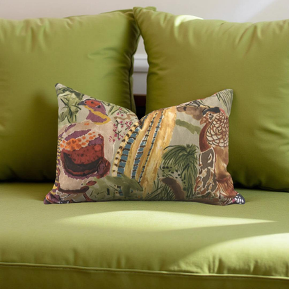 Game Birds Velvet Lumbar Pillow 12x18" Knife Edge Decorative Cover