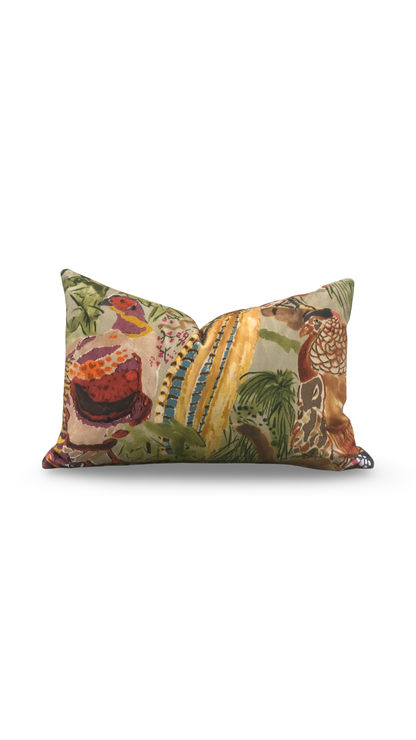 Game Birds Velvet Lumbar Pillow 12x18" Knife Edge Decorative Cover