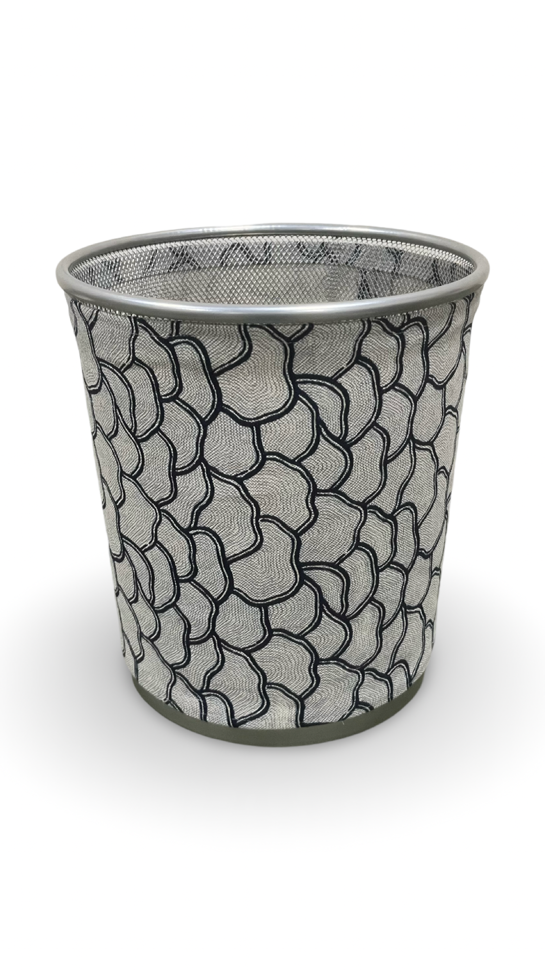 Navy and Silver Decorative Waste Basket