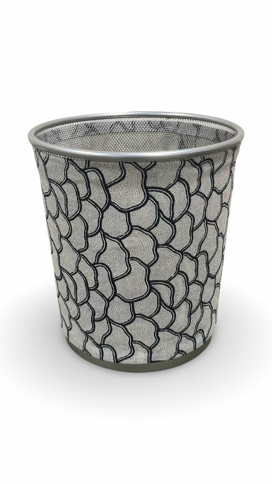 Navy and Silver Decorative Waste Basket