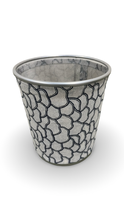 Navy and Silver Decorative Waste Basket