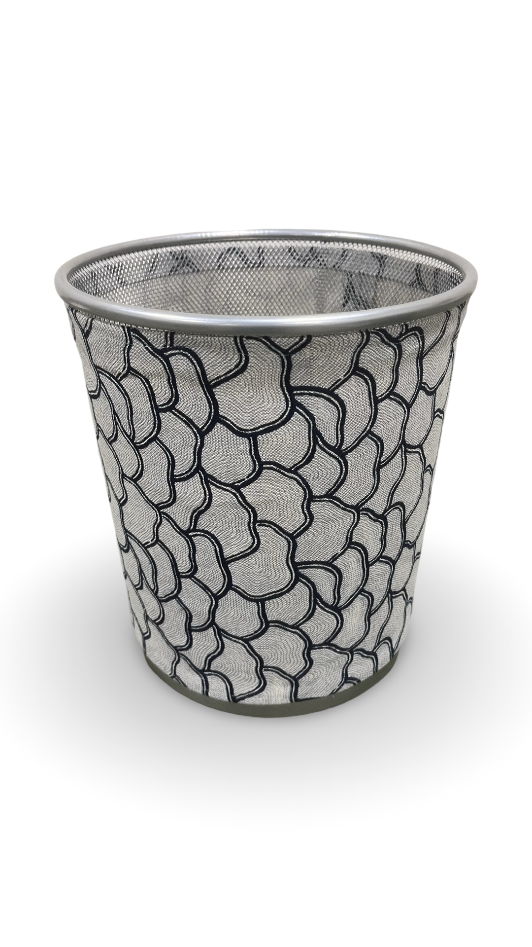 Navy and Silver Decorative Waste Basket